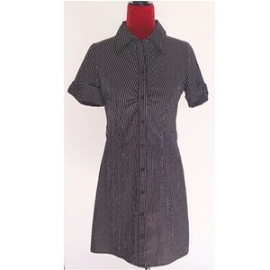I.N. SAN FRANCISCO BLACK/ WHITE STRIPE BUTTON FITTED DRESS
